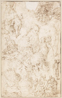 K I 073
<br/>
Schetsblad: koppen, putti, aanbidding
<br/>
<em>Luini, Aurelio (ca. 1530-1593)</em>